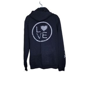 Life Is Beautiful Festival Full Zip Up Hoodie Sweatshirt Mens Size L Black Love